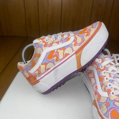 Vans Old Skool Plataforma Psicodélico Remolino Naranja Azul Zapatos de caña baja para mujer 6 Foto 1 de 4