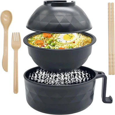 33oz Microwave Ramen Cooker,Ramen Bowl Set,Instant Noodles Bowl with Chopsticks, - Image 1 of 4