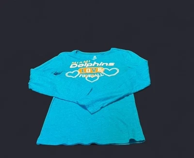 Blue Miami Dolphins Long Sleeve Shirt NFL Women Large Team Apparel - Image 1 of 4