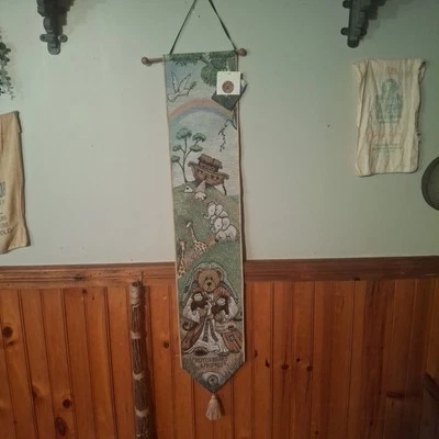 2000 Boyds Bears MR NOAH & FRIENDS Wall Tapestry Noah’s Ark 9x41” Nursery Decor - Image 1 of 4