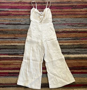 Faithful the Brand Crop Jumpsuit Gr. 4 beige ärmellos weites Bein vorne zum Binden - Bild 1 von 11