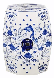 ACS4557A Cloud 9 Koi Keramik Deko Gartenhocker, blau - Bild 1 von 1
