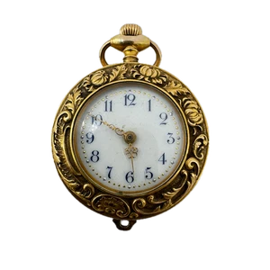 Antique Repousse Case Duplex Escapement Pocket Watch Gold FIlledfor Repair - Picture 1 of 4