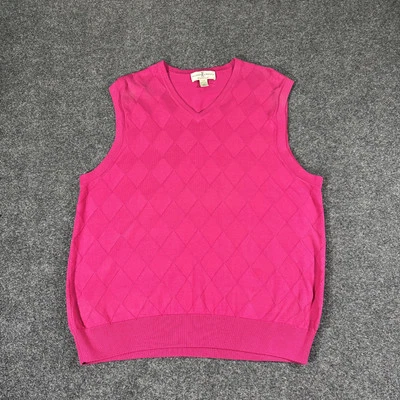 Chaleco Suéter Fairway & Greene Para Hombre Vintage Algodón Pima Rosa Sin Mangas Golf L Foto 1 de 4