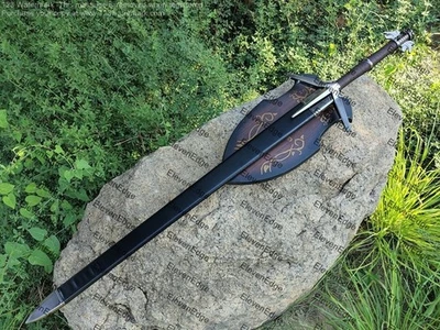 Espada de plata Witcher fantasía aerondight utilería de Navidad con vaina y placa de regalo Foto 1 de 4