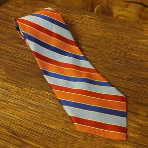 Makers Pure Silk Woven in Italy Men's Striped Multcolor Neck Tie - Picture 1 of 3