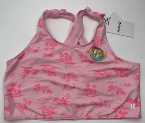 Hurley Tankini Girls Kids Youth Size 16 Pink Hawaiian Tropical Ukulele - Picture 1 of 6