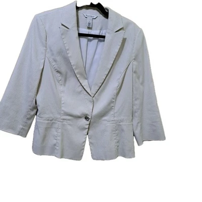 WHITE HOUSE BLACK MARKET Women's US Size 14 Mid Length Pinstripe Jacket Blazer - Image 1 of 4