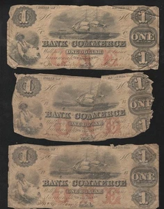DEALERS LOT of (3)  1861 SAVANNAH, GA OBSOLETE CURRENCY NOTES  GEORGIA 2277 - Picture 1 of 2