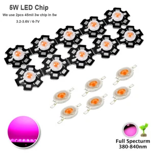 5W 380-840nmLED Vollspektrum Pink 3V,6V 700mA LED Lichtchip Wachsende Lampe Perlen - Bild 1 von 11