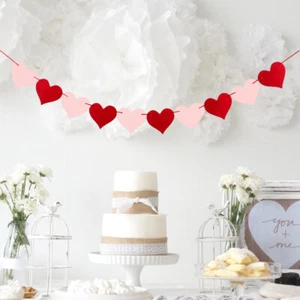 Hollow-Out Heart Garland Non Woven Heart Banner Glitter Love Heart Garland - Picture 1 of 11