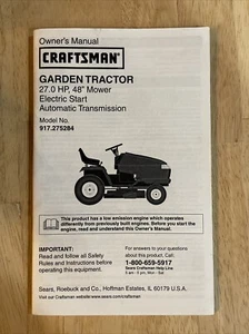 Craftsman Garden Tractor 27HP 48" Mower Deck Owners Manual 917.275284 - Picture 1 of 4