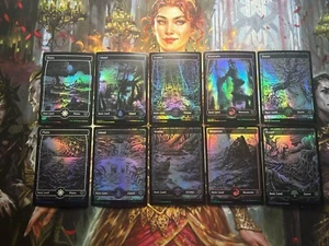 *FOIL* Full Set Eternal Night Basic Lands 10 Full Art Crimson Vow MTG Magic - Picture 1 of 1