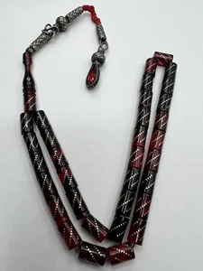Cuentas islámicas especiales de colección ámbar Kehribar Misbaha con incrustaciones de plata - Imagen 1 de 9