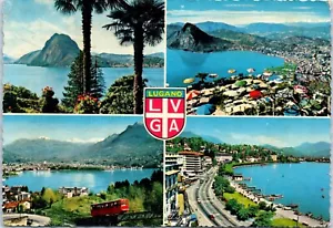 Lugano, Switzerland Multiview Postcard c1966 - Picture 1 of 2