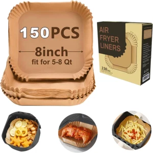 air fryer paper liners, 150pcs disposable airfryer liners parchment papers, squa - Picture 1 of 8