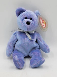 Ty Beanie Original Baby Clubby Purple Bear 1999 w/Tag Protector 9" - Picture 1 of 12