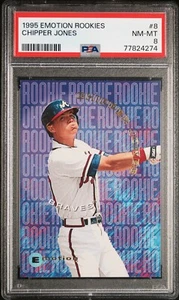 1995 Emotion Rookies #8 of 10 Chipper Jones-PSA NEAR MINT-MINT 8-Cert 77824274 - Picture 1 of 2