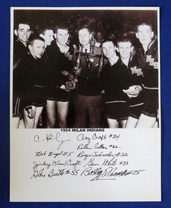 1954 MILAN INDIANS TEAM SIGNED 8x10 PHOTO ~ Hoosiers Movie 9 Autos ~ BOBBY PLUMP - Picture 1 of 3
