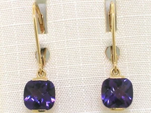 Paar Amethyst Ohrhänger 585 Gelbgold 14Kt Gold 2 natürliche Amethyste - Bild 1 von 4