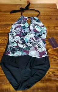 Gloria Vanderbilt 1 piece swimsuit size 10 - Picture 1 of 7