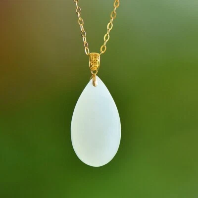 C10 Rimorchio Gocce Di Giada Chiare In Argento Sterling Dorato 925 - Immagine 1 di 4