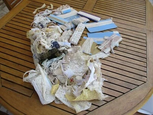 ANTIQUE FRENCH LOT LACE EMBROIDERED NETTING &TRIM LACE SAMPLES 140+PCS - Picture 1 of 12