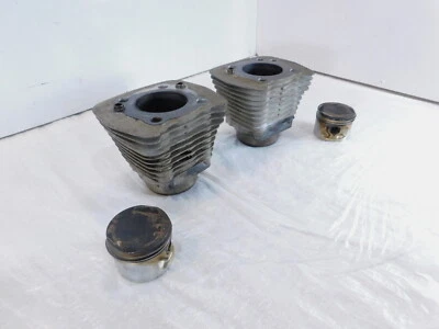 Pair Harley Davidson Sportster 883 Silver Engine Cylinder Barrel Jugs w/ Pistons - Image 1 of 4