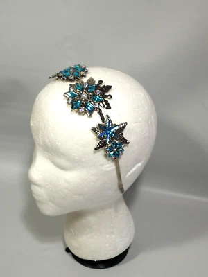 Elsa Frozen Disney Metal Jeweled Headband Crown Costume One Size Blue Silver - Image 1 of 4
