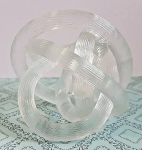 Hand Blown Art Clear Glass Wishing Knot Sculpture Greenearth Original Box - Bild 1 von 9