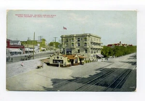 Redondo Beach ca 1909 Postkarte Santa Fe Bahnhof, Girlandenblock - Bild 1 von 3