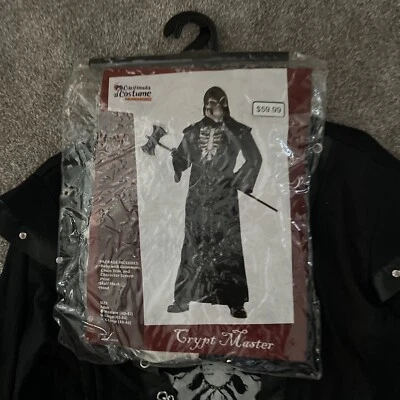 Mens Skeleton Crypt Master Robe, Hood, Mask 3 Pc Halloween Costume-size L - Image 1 of 4