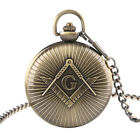 Bronze Mens Masonic Quartz Pocket Watch Big G Case Engraved Analog Watches Gifts