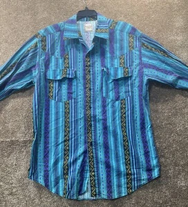 Vintage Western Plains Trading Co Shirt Mens Brushpopper Aztec Button Up L Large - Picture 1 of 6