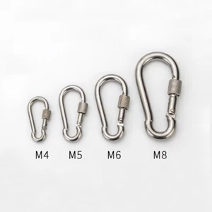 M10 M8 M6 M5 M4 Carabiner Spring Clip Snap Hook Keyring with Screw Lock 304# - Picture 1 of 9