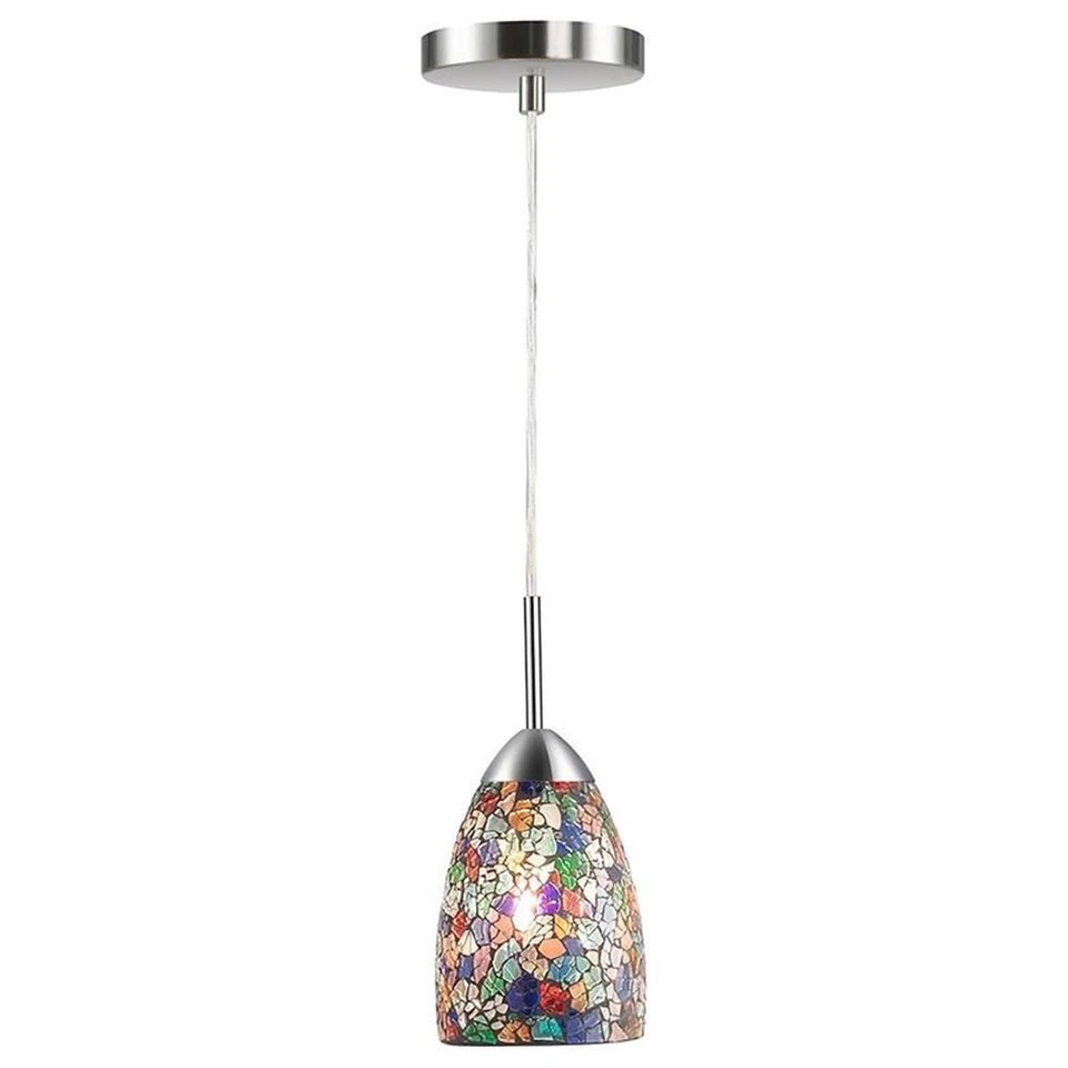 Mini colgante Woodbridge Lighting Venezia de vidrio de 1 luz en níquel/multicolor Foto 1 de 1