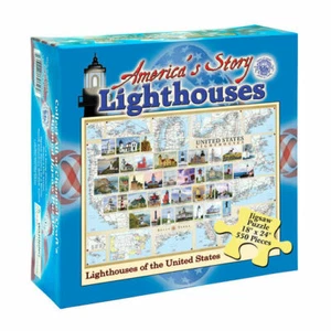 "Rompecabezas de mapa ilustrado de faros de Estados Unidos 550 piezas 18""x24" - Imagen 1 de 1