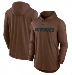 Dallas Cowboys NIKE Salute To Service Brown Long Sleeve Hoodie T-Shirt Men Large - Picture 1 of 4