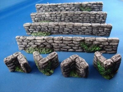 MODELBUILDINGS2010 STONE WALLS 28mm 8x + corners 28mm for warhammer 40k wargame scenery