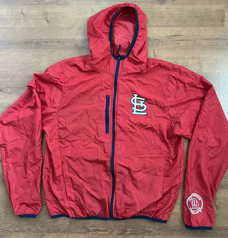 St Louis Cardinals Windbreaker Jacket XL Red Full Zip Hooded  SGA Old Dominion Cover