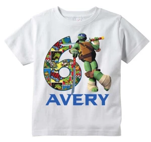 Leonardo Ninja Turtles Birthday Shirt, Teenage Mutant Customizable tee - Picture 1 of 2