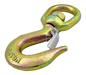 Gancio molla imbracatura occhi girevole 1 tonnellata G70 3/8" gancio di sicurezza sollevamento gru - Foto 1 di 2