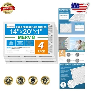 MERV 8 Air Filters 4 Pack - Easy Install Pleated Design for Home HVAC Systems - Picture 1 of 9