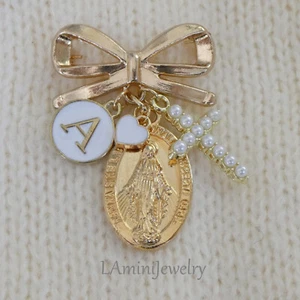 Catholic Baby Girl Keepsake Pin, Christening Gift First Communion, Virgin Mary - Picture 1 of 6
