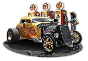 CLASSIC HOT ROD 1933 BLOWN COUPE GAS PUMPS Blechschild ManCave Garage Body Shop A - Bild 1 von 1