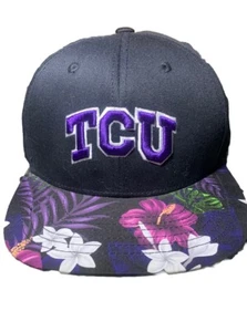 Cappello TCU Texas Christian nero con fiori Bill hawaiano top of the world rane - Foto 1 di 6