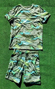 Cat & Jack Boys XL 2pc Pajama Set Green Swirl T-Shirt Short Sleeve Tee Pair GUC - Picture 1 of 6