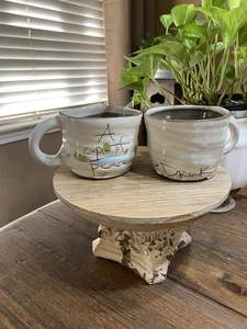 Z Pots "A Cup of Peace - Drink It" Künstlerische Keramik Tasse Paar 2er Set 12 Unzen - Bild 1 von 5