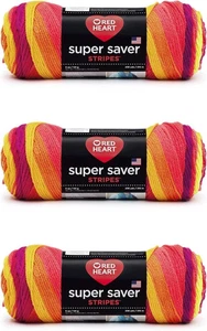 Red Heart Super Spargarn, 3er Pack, fruchtige Streifen 3 Stück - Bild 1 von 2