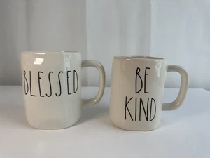 Rae Dunn "BLESSED / BE KIND" Coffee Tea Mugs Cups Set of 2 M1 - Picture 1 of 1